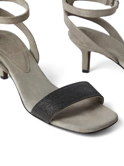 Shop Brunello Cucinelli Pair Of Sandals With Heels In Roccia