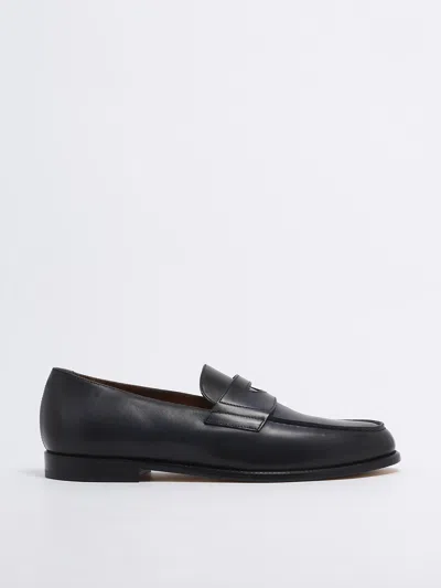 Shop Doucal's Mocassino Penny Loafers In Navy
