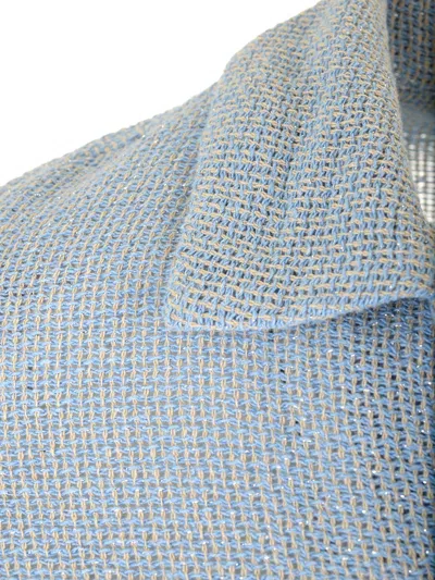 Shop Amiri Open Knit Shirt In Light Blue