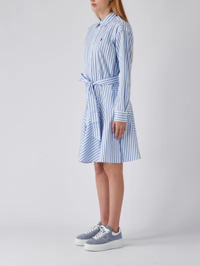 Shop Polo Ralph Lauren Cotton Dress In Bianco-azzurro