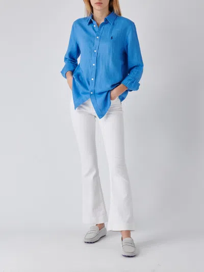Shop Polo Ralph Lauren Linen Shirt In Blu