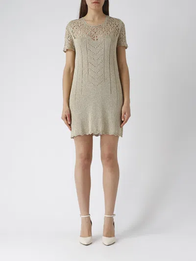 Shop Twinset Viscose Dress In Oro