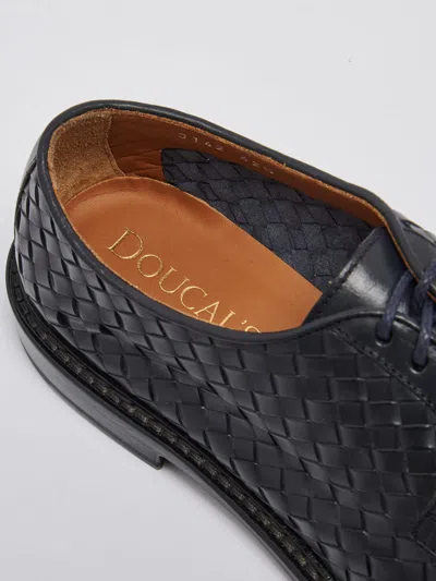 Shop Doucal's Derby Intrecciato Shoes In Blu