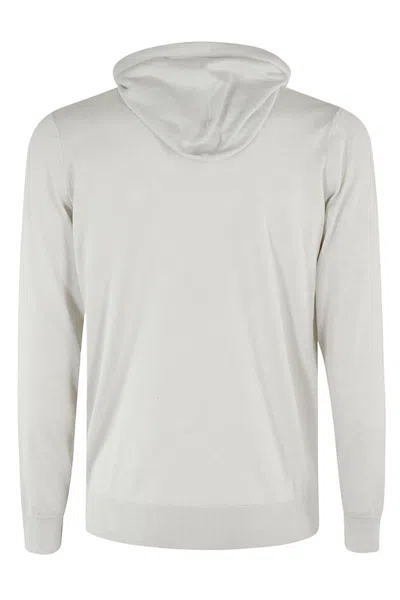 Filippo De Laurentiis Full Zip Cappuccio ml Cotone Cashmere In Grigio Perla