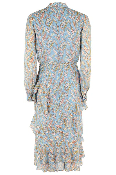 Saloni Women's Isa Ruffled Silk Georgette Teardrop Print Dress In Linden Sky
