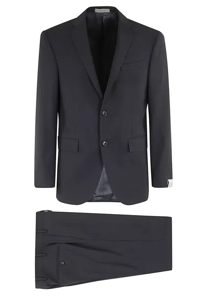 Corneliani Tailored Wool Suit With Notch Lapel In Blu