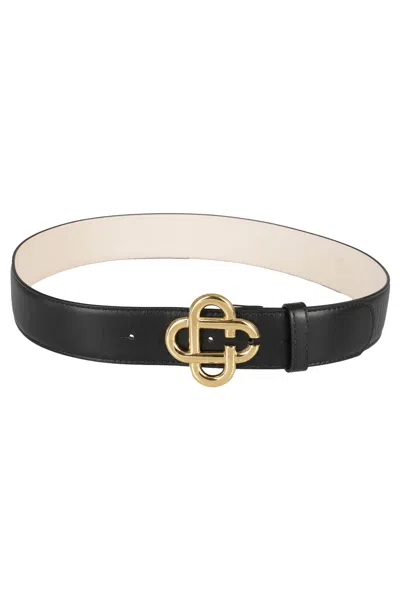Shop Casablanca Cc Logo Buckle Belt In Brass Black