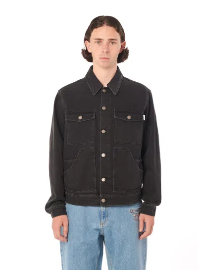 Shop Paccbet Typo Classic Denim Jacket Woven In Black