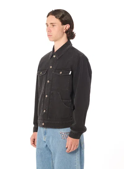 Shop Paccbet Typo Classic Denim Jacket Woven In Black