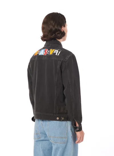Shop Paccbet Typo Classic Denim Jacket Woven In Black