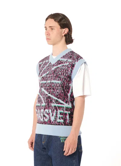 Paccbet Mesh Camo Sleeveless Jumper Knit In Blue