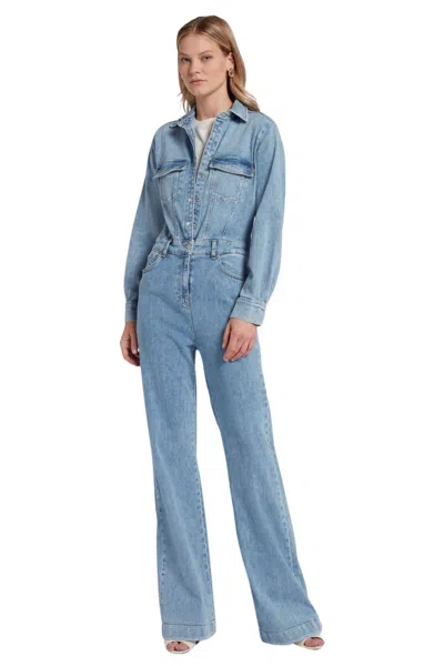 Shop 7 For All Mankind Luxe Jumpsuit Morning Sky In Light Blue