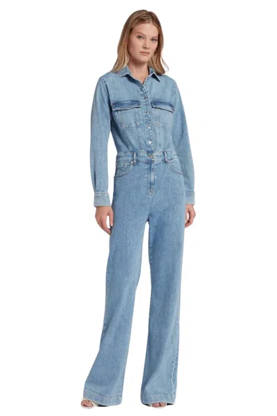 Shop 7 For All Mankind Luxe Jumpsuit Morning Sky In Light Blue