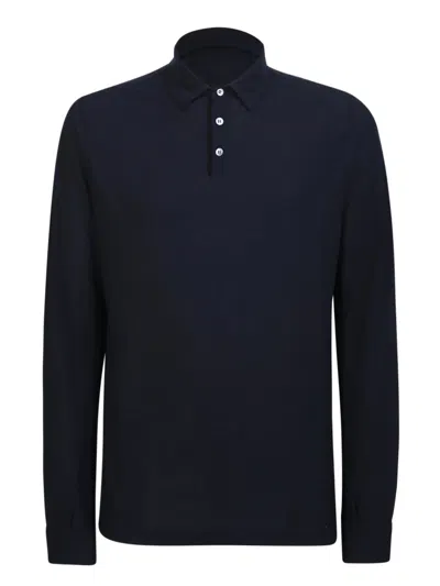 Shop Zanone Polo Ls Ice Cotton In Blue Navy