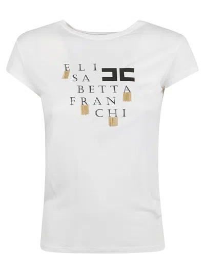 Shop Elisabetta Franchi Printed T-shirt In Gesso