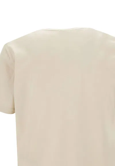 Shop Ea7 Organic Cotton T-shirt In Beige
