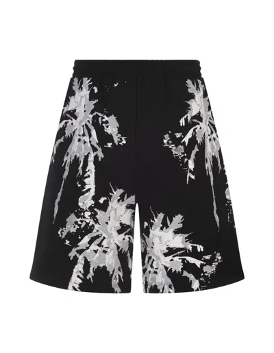 Shop Barrow Black Shorts With Palms Graphic Print