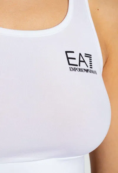 Shop Ea7 Logo Printed Square Neck Sports Bra