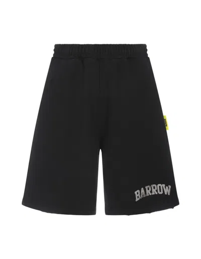 Shop Barrow Black Sporty Bermuda Shorts With Logo