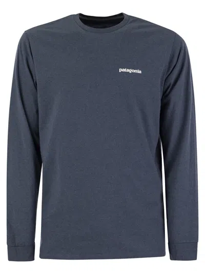 Shop Patagonia T-shirt With Logo Long Sleeves In Avio
