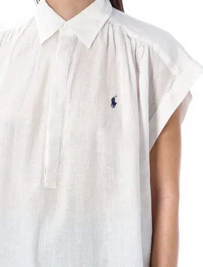 Shop Polo Ralph Lauren Linen Popover Shirt In White