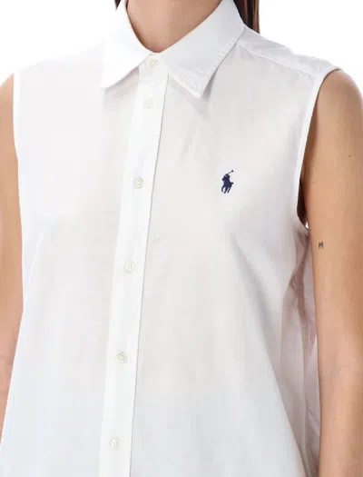 Shop Polo Ralph Lauren Sleeveless Classic Shirt In White