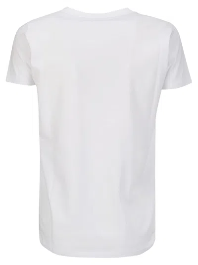 Shop Stefano Mortari S/s Cotton T-shirt With Linen Detail In White/details Or Anthracite