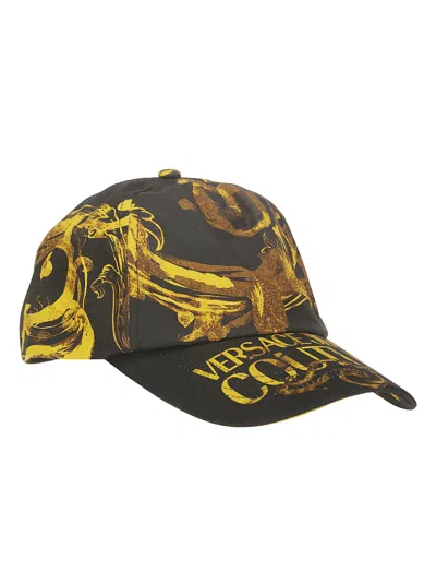 Shop Versace Jeans Couture Baseball Cap With Pences Hat In Black/gold