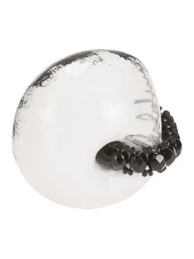 Maria Calderara Ring Mit Perlen In White/black