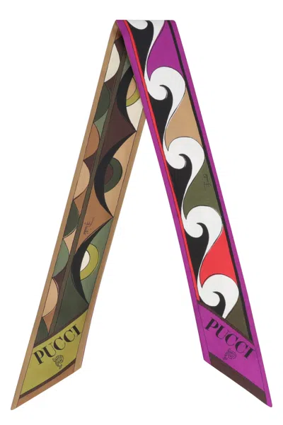 Shop Pucci Printed Silk Scarf In Multicolor