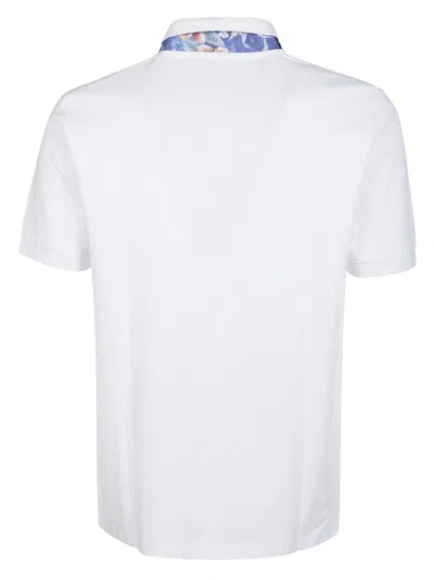 Shop Sun 68 Flower Neck Polo Shirt In White