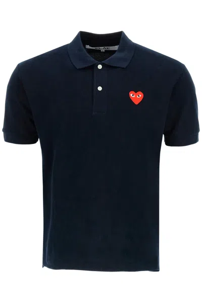 Shop Comme Des Garçons Play Heart Polo Shirt In Black (black)