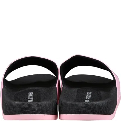 Shop Rykiel Enfant Pink Slippers For Girl With Logo And Heart In Multicolor