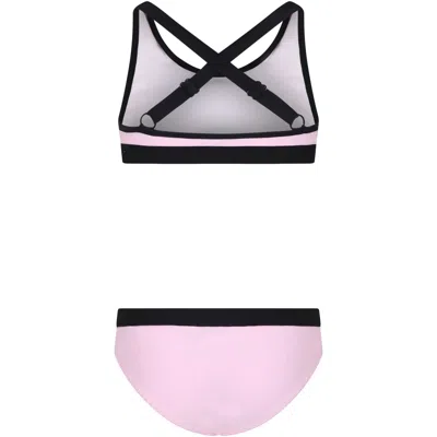 Shop Rykiel Enfant Pink Bikini For Girl With Logo And Heart