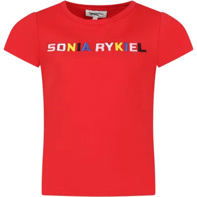 Shop Rykiel Enfant Red T-shirt For Girl With Logo