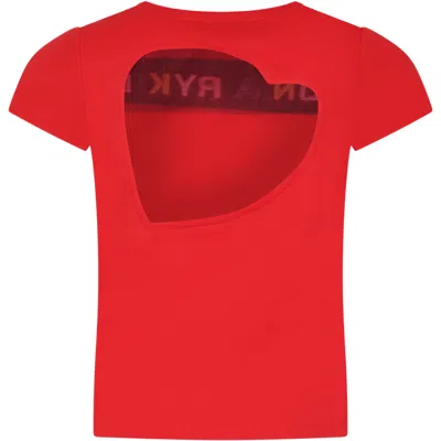 Rykiel Enfant Red T-shirt For Girl With Logo In Red