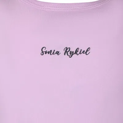 Shop Rykiel Enfant Purple T-shirt For Girl With Print And Logo In Violet