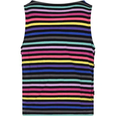 Rykiel Enfant Black Tank Top For Girl With Logo In Multicolor
