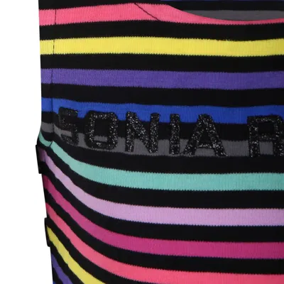 Shop Rykiel Enfant Black Tank Top For Girl With Logo In Multicolor