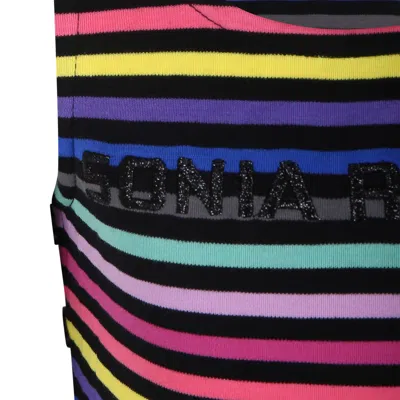 Rykiel Enfant Black Tank Top For Girl With Logo In Multicolor