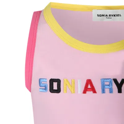 Shop Rykiel Enfant Pink Tank Top For Girl With Logo
