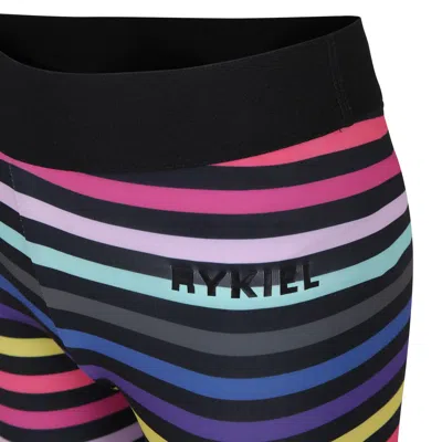 Shop Rykiel Enfant Black Leggings For Girl With Logo In Multicolor