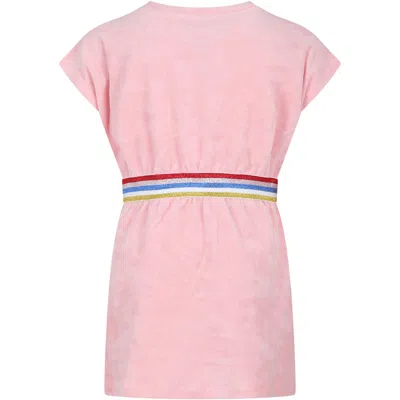 Shop Rykiel Enfant Pink Dress For Girl With Logo