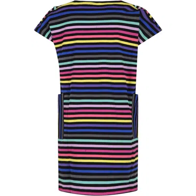 Shop Rykiel Enfant Black Dress For Girl With Logo In Multicolor