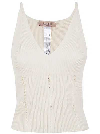 Shop Twinset Tank Top In Parchment