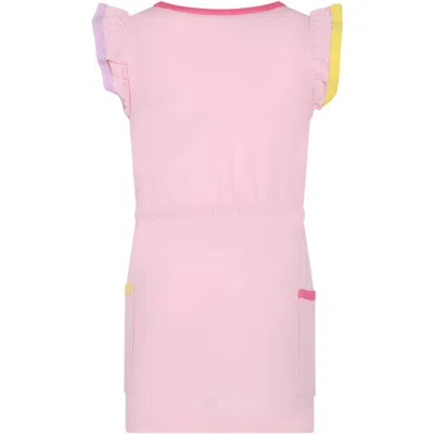 Shop Rykiel Enfant Pink Dress For Girl With Logo And Heart