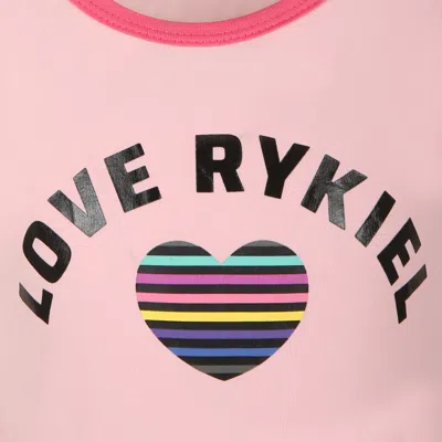 Shop Rykiel Enfant Pink Dress For Girl With Logo And Heart
