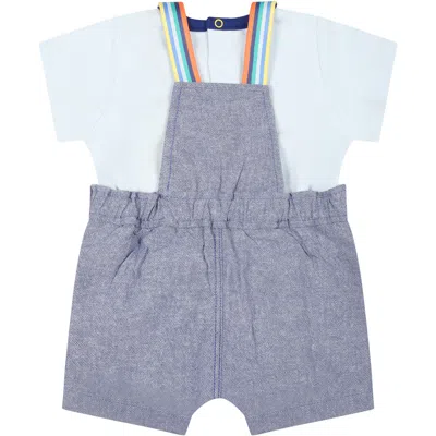 Shop Marc Jacobs Light Blue Suit For Baby Boy With Logo In Denim