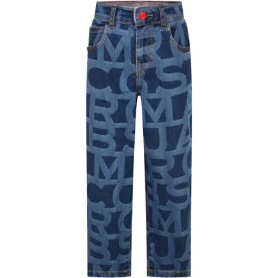 Shop Marc Jacobs Blue Jeans For Boy With Logo In Denim