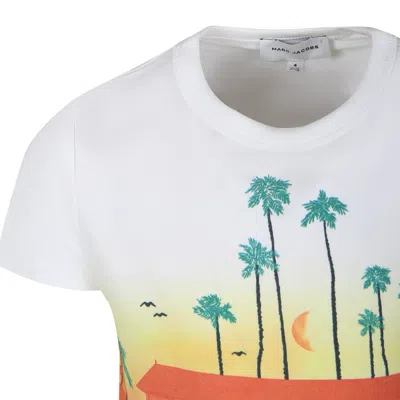 Shop Marc Jacobs White T-shirt For Girl With Car Print And Logo